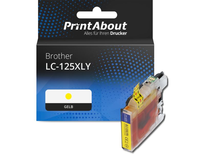 PrintAbout Druckerpatrone LC-125XLY Gelb Hohe Kapazität für Brother