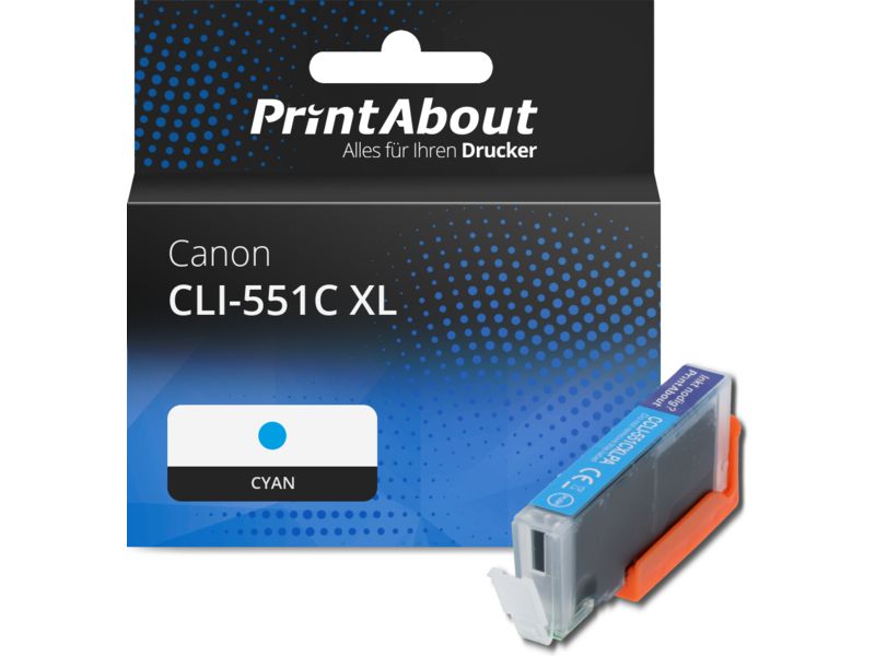 PrintAbout Druckerpatrone CLI-551C XL Cyan Hohe Kapazität für Canon