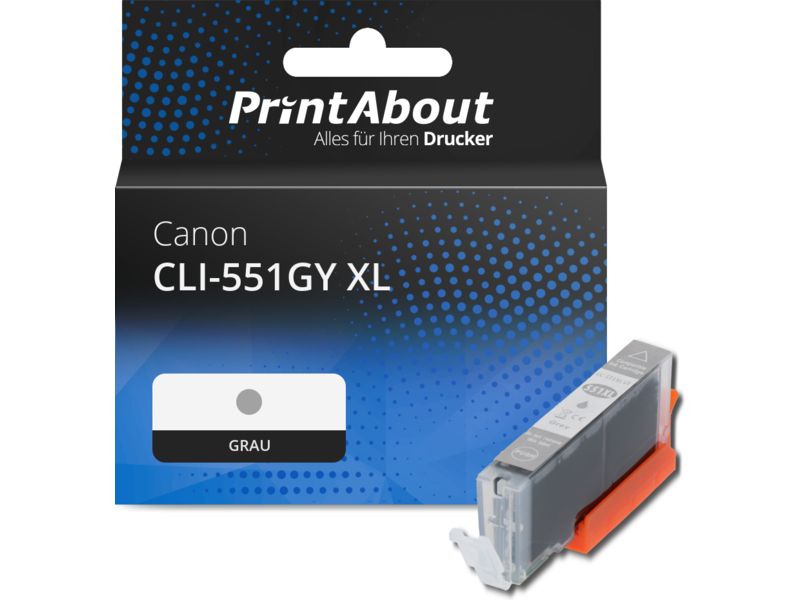 PrintAbout Druckerpatrone CLI-551GY XL Grau Hohe Kapazität für Canon