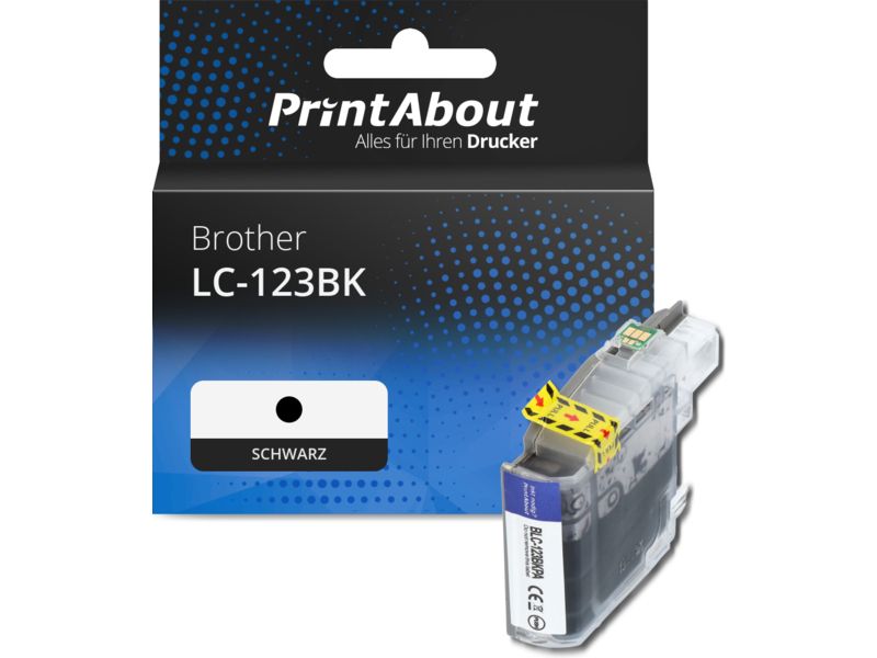 PrintAbout Druckerpatrone LC-123BK Schwarz für Brother
