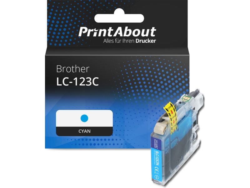 PrintAbout Druckerpatrone LC-123C Cyan für Brother