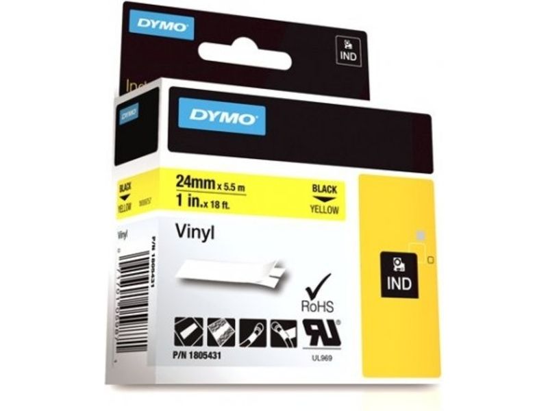 Dymo 1805431 - (24 mm x 24 mm) - Schwarz auf gelb - Tape