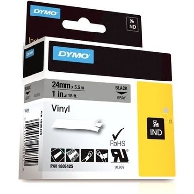 Dymo 1805425 Beschriftungsband Schwarz auf Grau (24 mm)