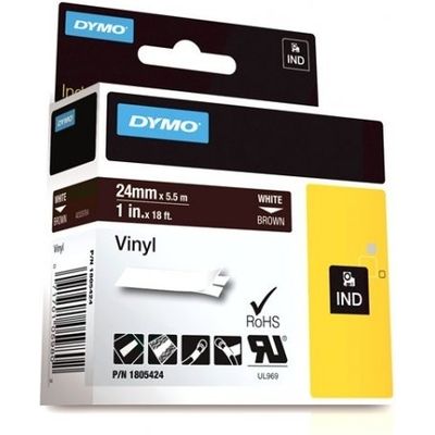 Dymo 1805424 Beschriftungsband Weiß auf Braun (24 mm)