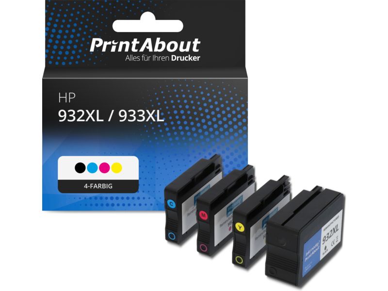 PrintAbout Druckerpatrone 932XL / 933XL (C2P42AE) 4-farbig Multipack Hohe Kapazität für HP