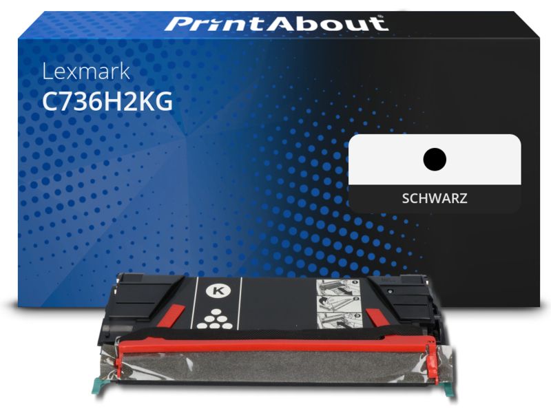 PrintAbout Toner C736H2KG Schwarz Hohe Kapazität für Lexmark