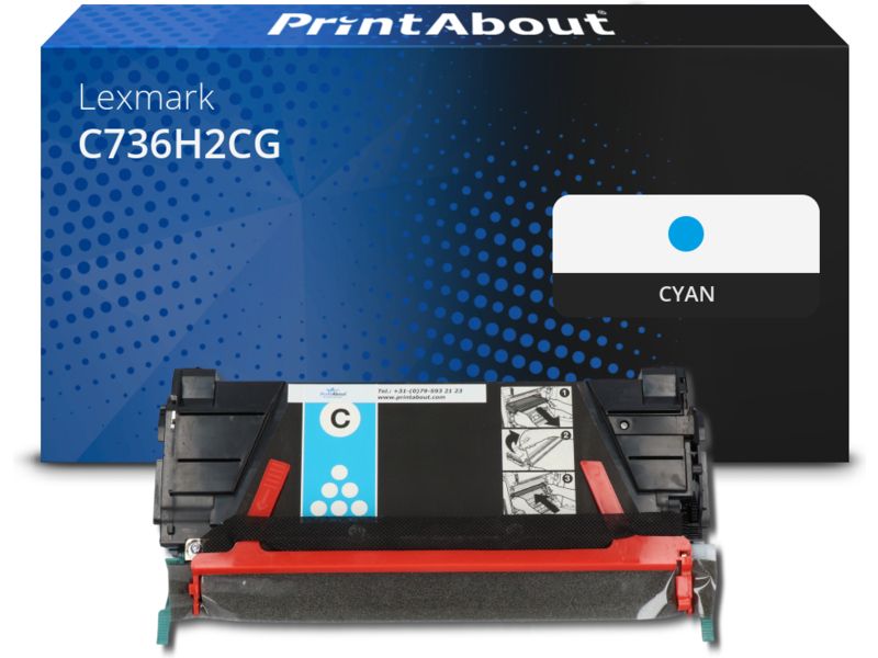 PrintAbout Toner C736H2CG Cyan Hohe Kapazität für Lexmark