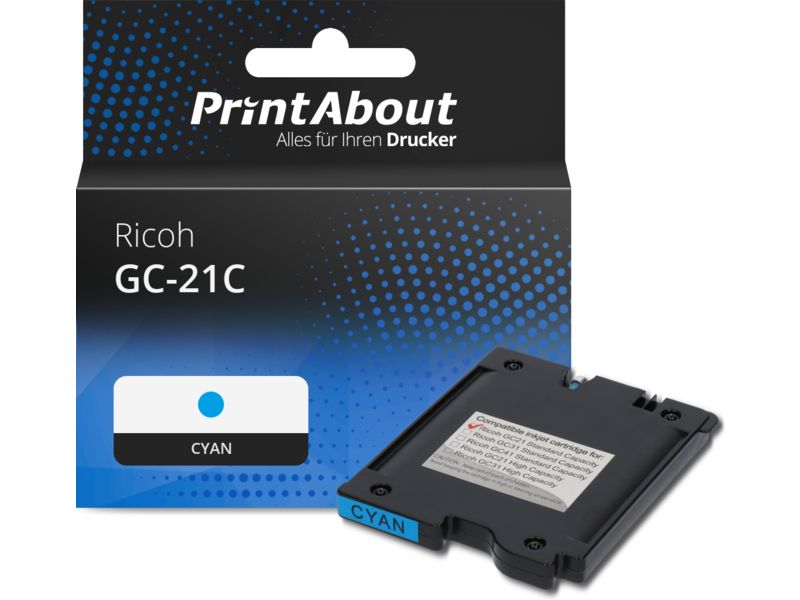 PrintAbout Druckerpatrone GC-21C (405533) Cyan für Ricoh