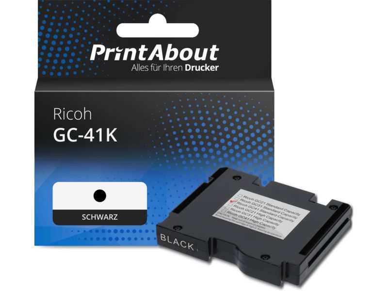 PrintAbout Druckerpatrone GC-41K (405761) Schwarz für Ricoh