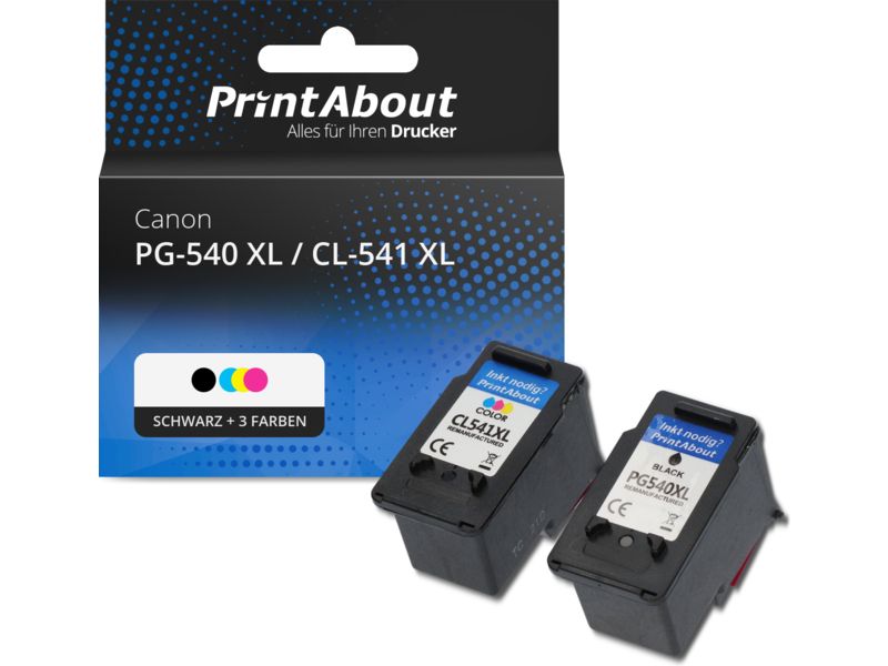 PrintAbout Druckerpatrone kompatibel mit Canon PG-540 XL / CL-541 XL - Schwarz + 3 Farben - Hohe Kapazität - Multipack