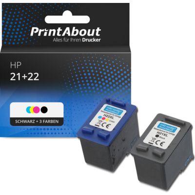 Druckerpatrone kompatibel mit HP 21 (SD367AE) - Schwarz + 3 Farben - Multipack