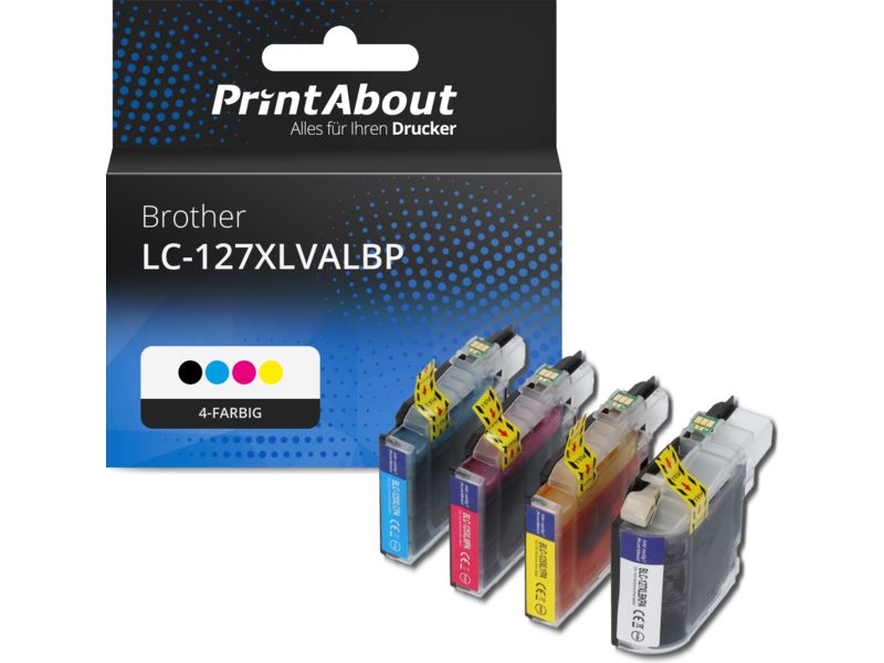 PrintAbout Druckerpatrone LC-127XLVALBP 4-farbig Multipack Hohe Kapazität für Brother