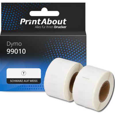 Etikettenrolle kompatibel mit Dymo 99010 - (28 mm x 89 mm) 2 Rollen - Schwarz auf weiß