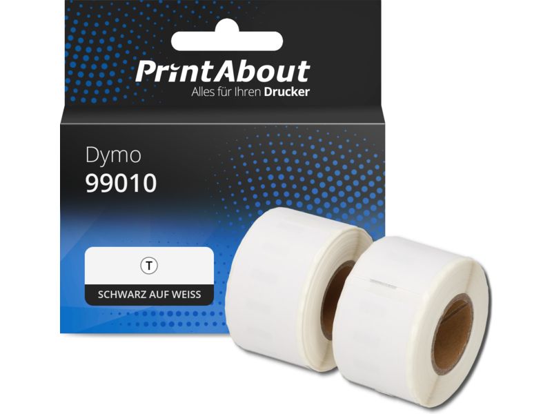 PrintAbout Etikett 99010 Schwarz auf weiß (28 mm x 89 mm) 2 Rollen für Dymo