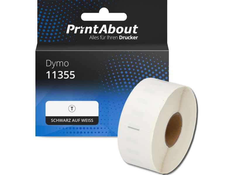 PrintAbout Etikettenrolle kompatibel mit Dymo 11355 - (19 mm x 51 mm) - Schwarz auf weiß
