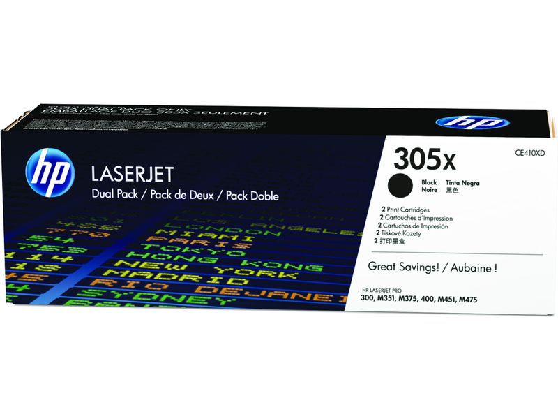 HP 305X (CE410XD) Toner - 2x Schwarz - Hohe Kapazität - Multipack