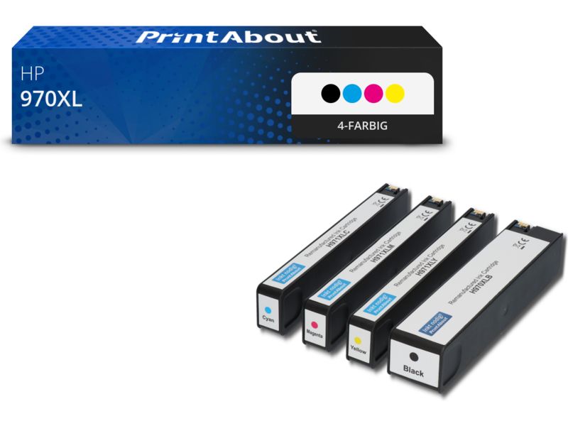 PrintAbout Druckerpatrone 970XL (CN625AE) 4-farbig Multipack Hohe Kapazität für HP