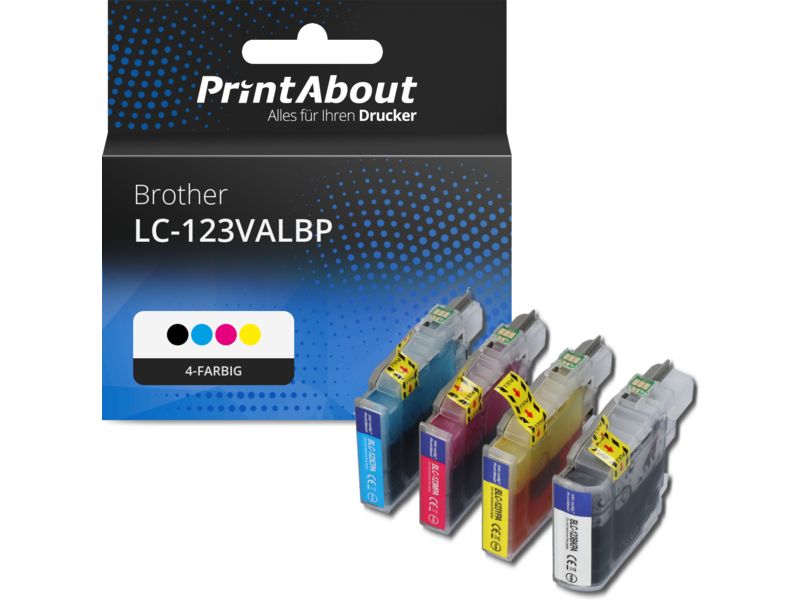 PrintAbout Druckerpatrone LC-123VALBP 4-farbig Multipack für Brother