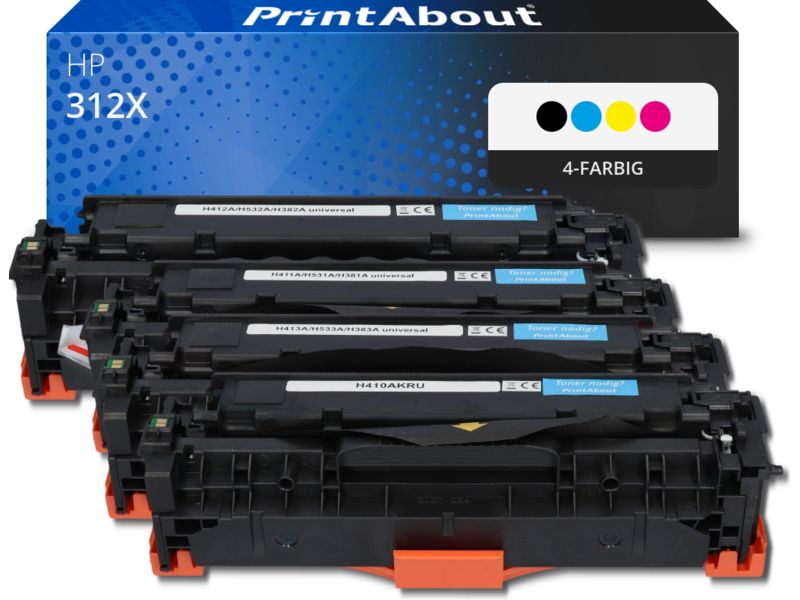 PrintAbout Toner 312X (CF380X) 4-farbig Multipack Hohe Kapazität für HP