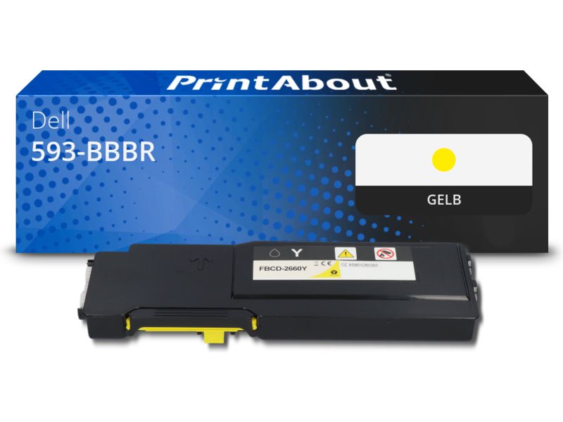 PrintAbout Toner 593-BBBR (YR3W3) Gelb für Dell