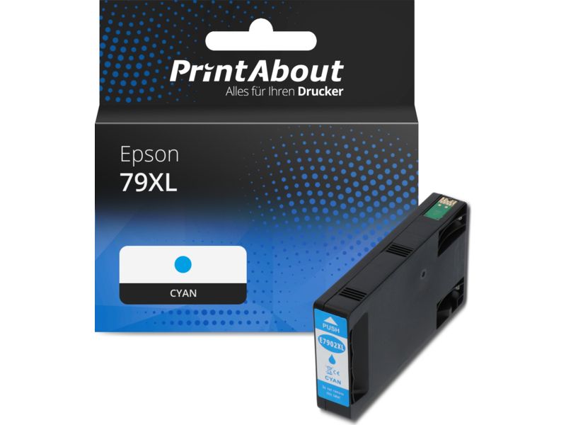 PrintAbout Druckerpatrone 79XL (T79024010) Cyan Hohe Kapazität für Epson