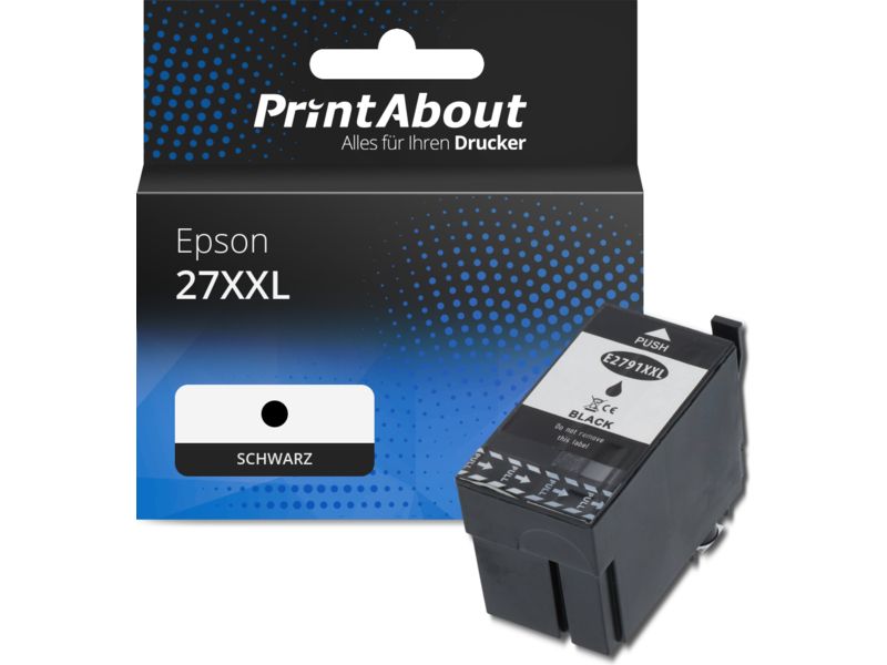 PrintAbout Druckerpatrone 27XXL (T27914010) Schwarz Hohe Kapazität für Epson