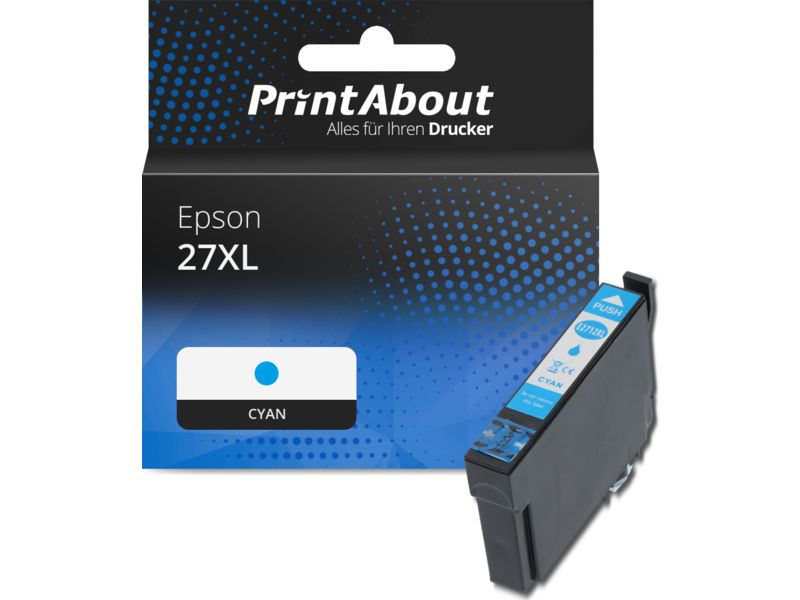 PrintAbout Druckerpatrone 27XL (C13T27124012) Cyan Hohe Kapazität für Epson