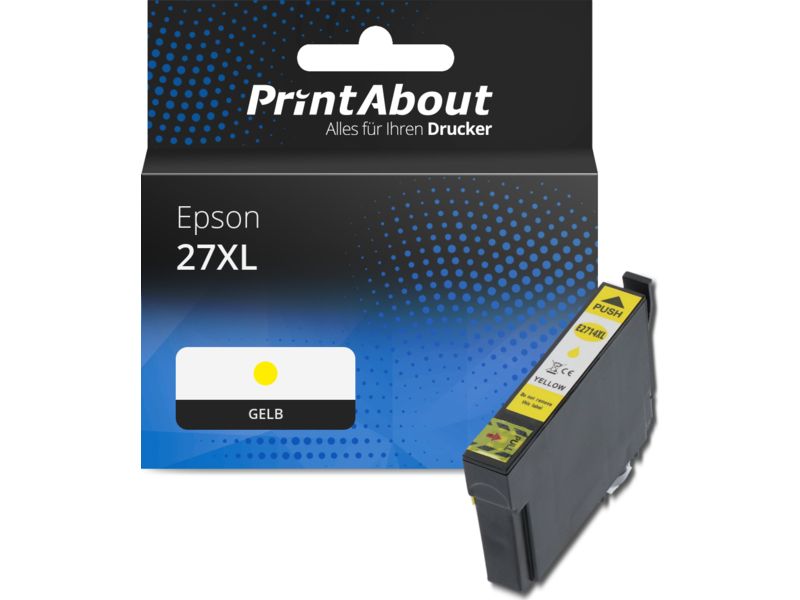 PrintAbout Druckerpatrone 27XL (C13T27144012) Gelb Hohe Kapazität für Epson