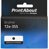 Schriftband kompatibel mit Brother TZe-355 - (24 mm x 24 mm) - Weiß auf schwarz