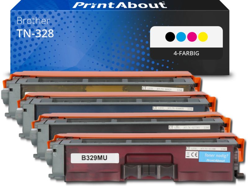 PrintAbout Toner TN-328 4-farbig Multipack Extra hohe Kapazität für Brother