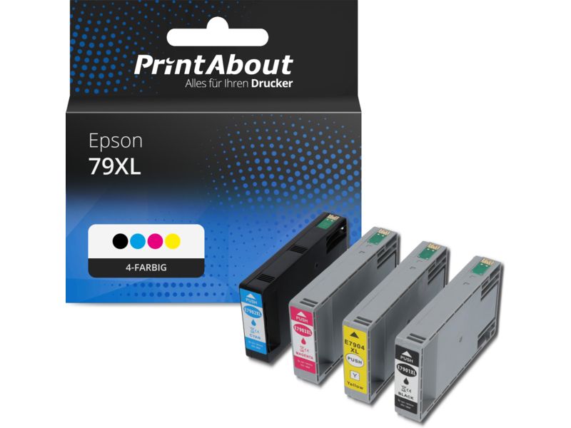 PrintAbout Druckerpatrone 79XL (T79014010) 4-farbig Multipack Hohe Kapazität für Epson