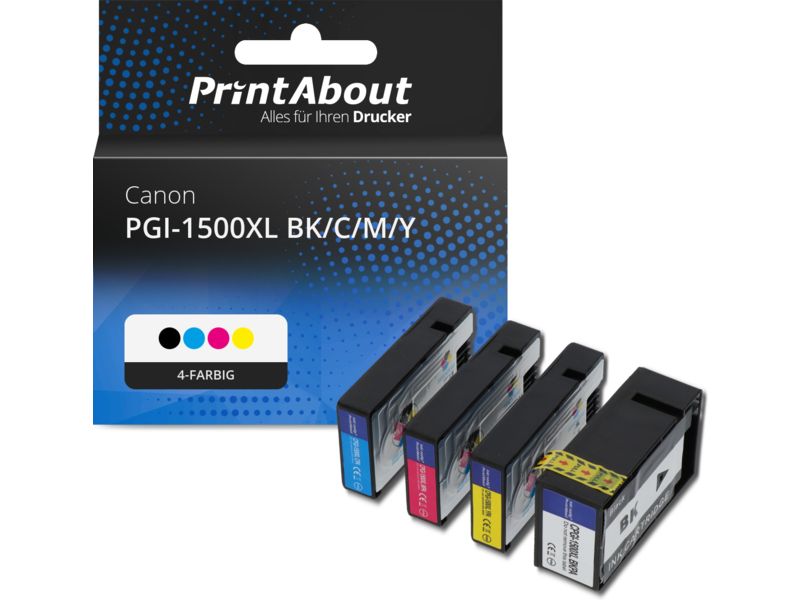 PrintAbout Druckerpatrone PGI-1500XL BK/C/M/Y 4-farbig Multipack Hohe Kapazität für Canon
