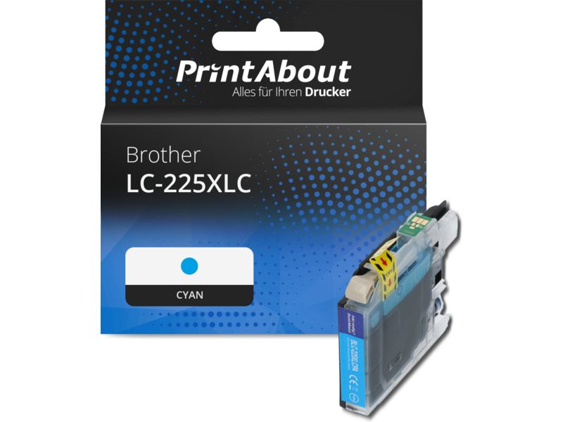PrintAbout Druckerpatrone LC-225XLC Cyan Hohe Kapazität für Brother