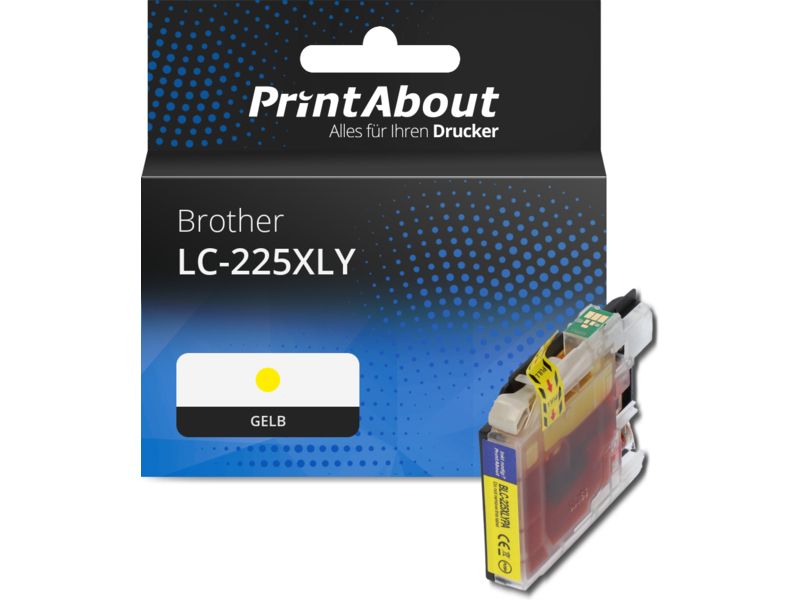 PrintAbout Druckerpatrone LC-225XLY Gelb Hohe Kapazität für Brother