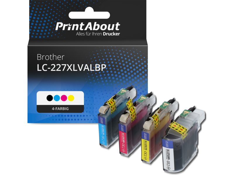 PrintAbout Druckerpatrone LC-227XLVALBP 4-farbig Multipack Hohe Kapazität für Brother