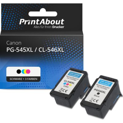 Druckerpatrone kompatibel mit Canon PG-545XL / CL-546XL - Schwarz + 3 Farben - Multipack -Hohe Kapazität