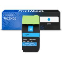 Toner kompatibel mit Lexmark 70C2HC0 (702HC) - Cyan - Hohe Kapazität