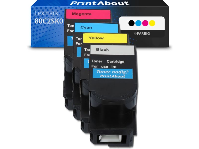PrintAbout Toner 80C2SK0 (802SK) 4-farbig Multipack für Lexmark