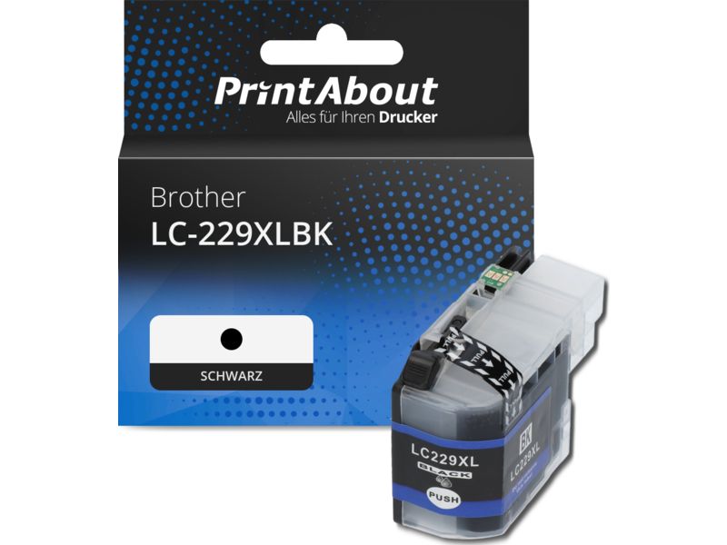 PrintAbout Druckerpatrone LC-229XLBK Schwarz Extra hohe Kapazität für Brother