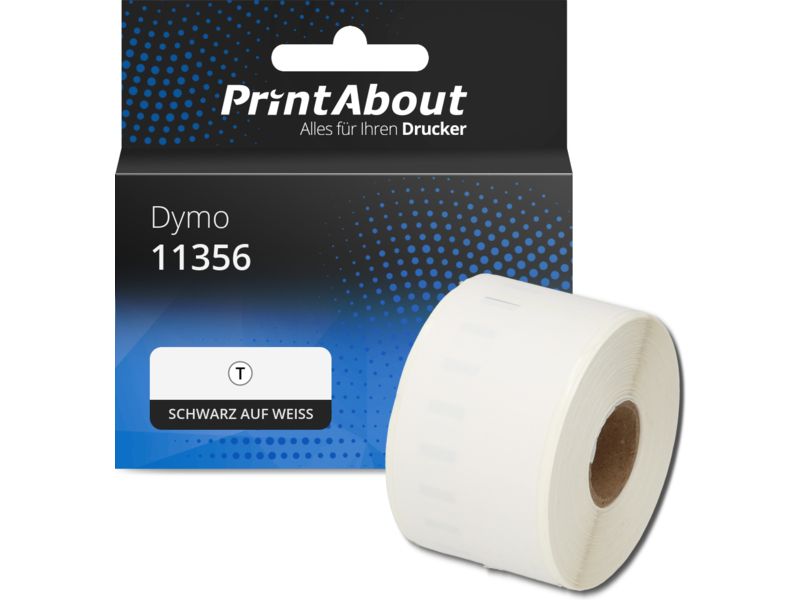 PrintAbout Etikett 11356 Schwarz auf weiß (41 mm x 89 mm) für Dymo