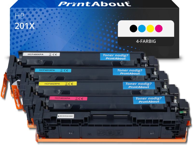PrintAbout Toner 201X (CF400X) 4-farbig Multipack Hohe Kapazität für HP