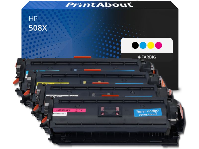 PrintAbout Toner 508X (CF360X) 4-farbig Multipack Hohe Kapazität für HP