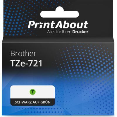 Schriftband kompatibel mit Brother TZe-721 - (9 mm) - Schwarz auf grün