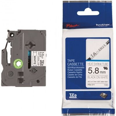 Brother HSE-211 - (5,8 mm) - Schwarz auf weiß - Tape