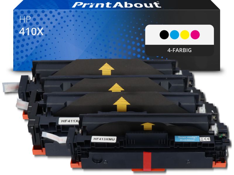 PrintAbout Toner 410X (CF410X) 4-farbig Multipack Hohe Kapazität für HP