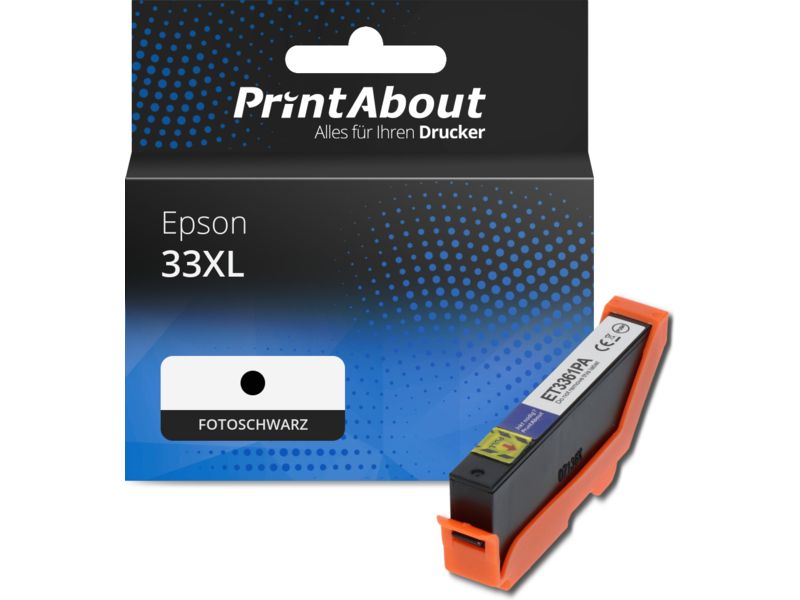 PrintAbout Druckerpatrone 33XL (C13T33614012) Fotoschwarz Hohe Kapazität für Epson