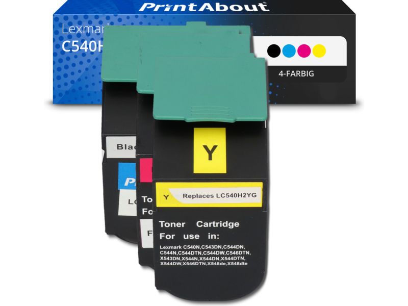 PrintAbout Toner C540H1KG 4-farbig Multipack Hohe Kapazität für Lexmark