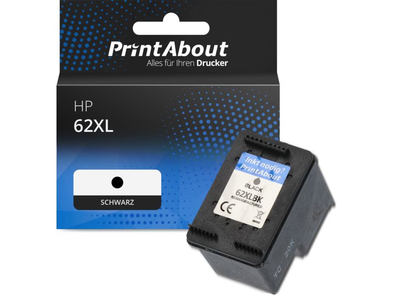 PrintAbout Druckerpatrone kompatibel mit HP 62XL (C2P05AE) - Schwarz - Hohe Kapazität