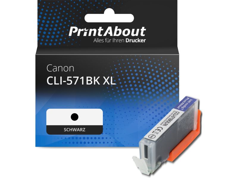 PrintAbout Druckerpatrone CLI-571BK XL Schwarz Hohe Kapazität für Canon