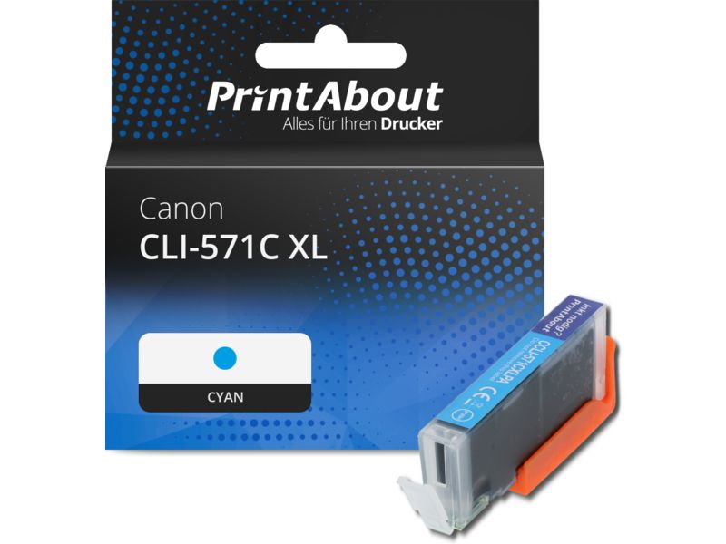 PrintAbout Druckerpatrone CLI-571C XL Cyan Hohe Kapazität für Canon
